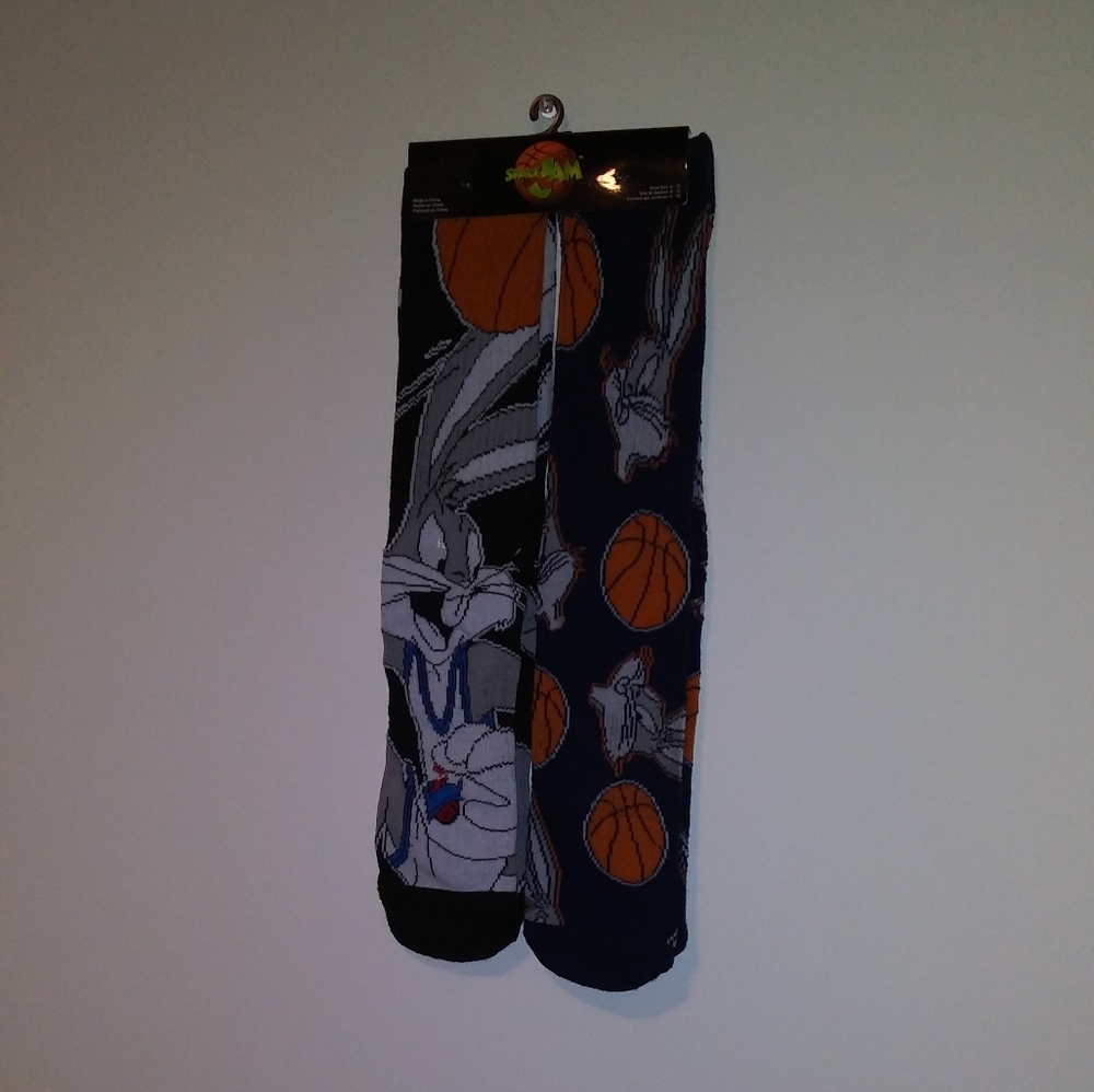 2 pairs bugs bunny space jam socks